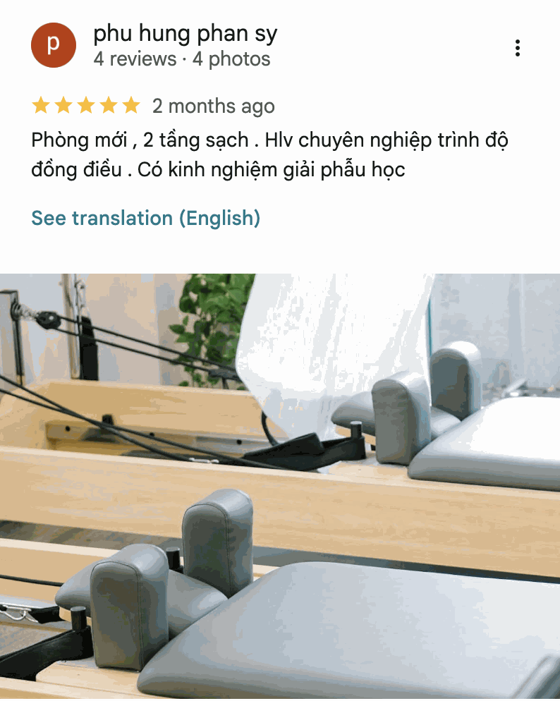 Google review screenshot for Ori Pilates highlighting the studio atmosphere and experience